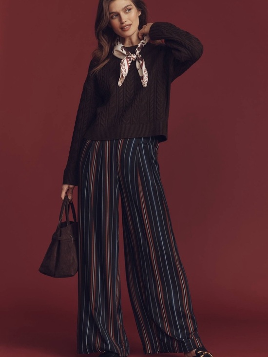 Anthropologie Pants - NWT Anthropologie The Avery Striped Silky Pleated Trousers by Maeve Sz XLP